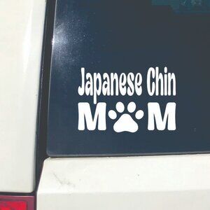 White Japanese Chin Dog Mom Vinyl Window Decal